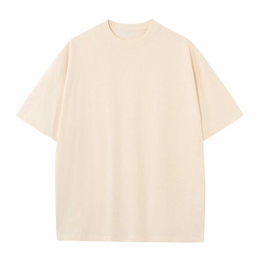Men's Plain Color Oversized Cotton T-shirt -Beige
