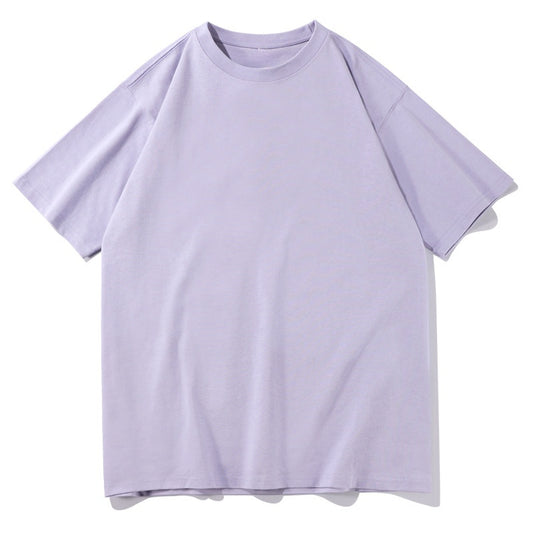 Men's Plain Color Oversized Cotton T-shirt -Light Purple