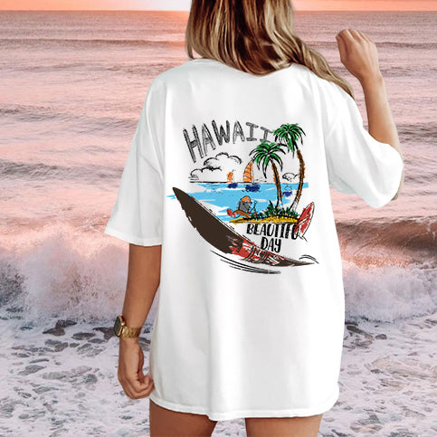 Hawaii Print Women's Cotton T-shirt
