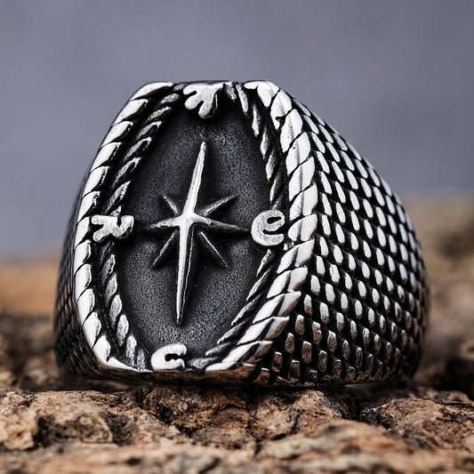 Viking Compass Stainless Steel Ring