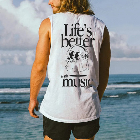 Life's Better with Music Men's Tank Top- B