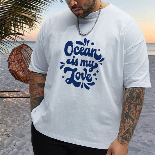 Men's Ocean Lover Print Oversized T-shirt Big & Tall