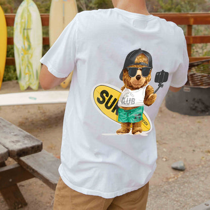 Surfing Bear Printed Men's T-Shirt