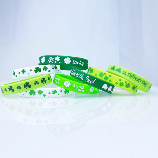 St Patrick's Day Lucky Clover Silicone Wristband