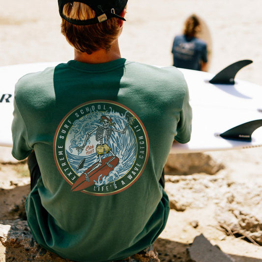 Surfing Skeleton Men's Short Sleeve T-shirt Green
