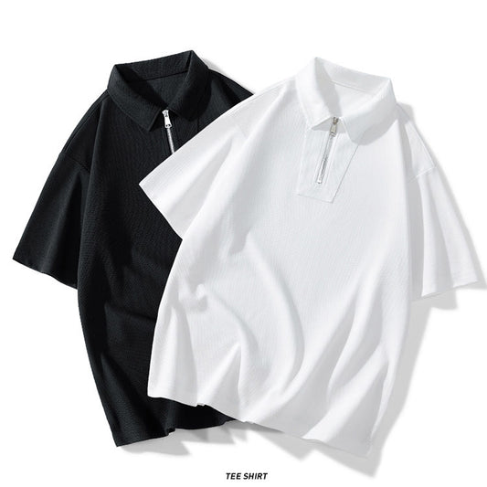 Men's Waffle Fabric Polo Casual Shirt Size L-8XL