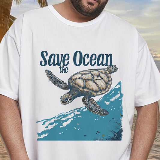 Men's Sea Turtle Ocean Conservation-Themed Printed T-shirts Big & Tall
