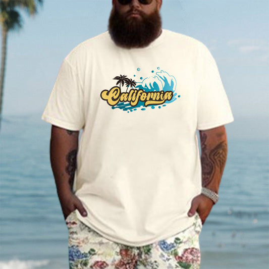 California Beach Waves Surfing Men's T-Shirt Big & Tall