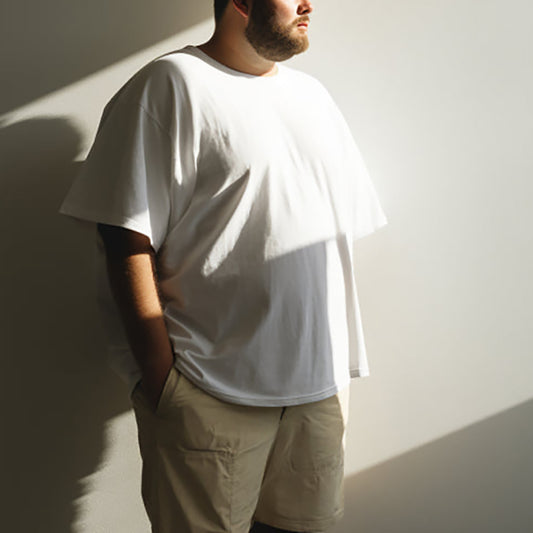 Men's Plain Oversized Cotton T-shirt - White Big & Tall
