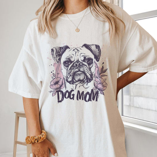 Women's Dog & Blooms Print Oversized T-shirt