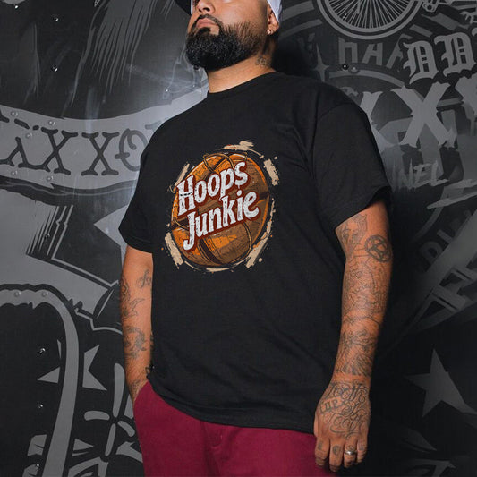 Hoops Junkie Basketball Print Men's Loose Fit T-shirts Big & Tall