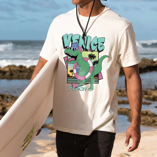 Venice Beach Dinosaur Print Summer Vibe T-shirt