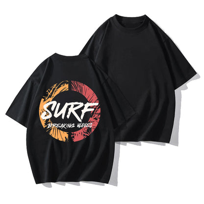 Breaking Wave Surf Letter Print Men's T-shirt