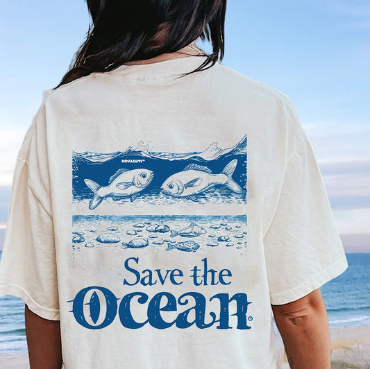 Lady's Ocean Defender Fish Print Oversized T-shirt
