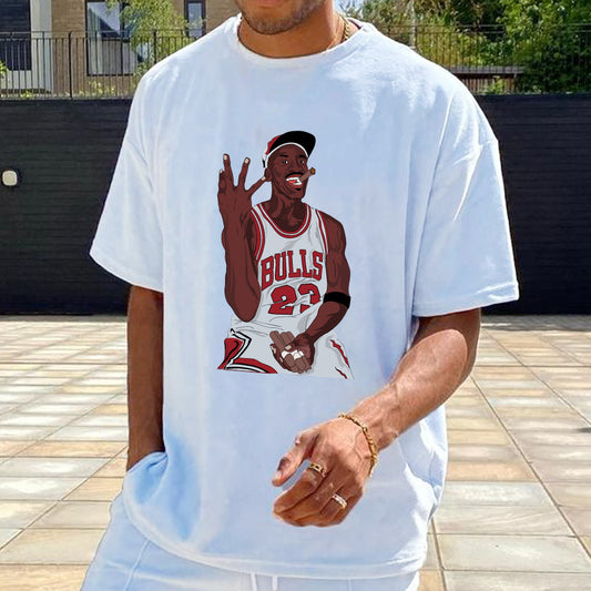 Men's Basketball Legend Jordan's Cartoon Portrait Fan Tee
