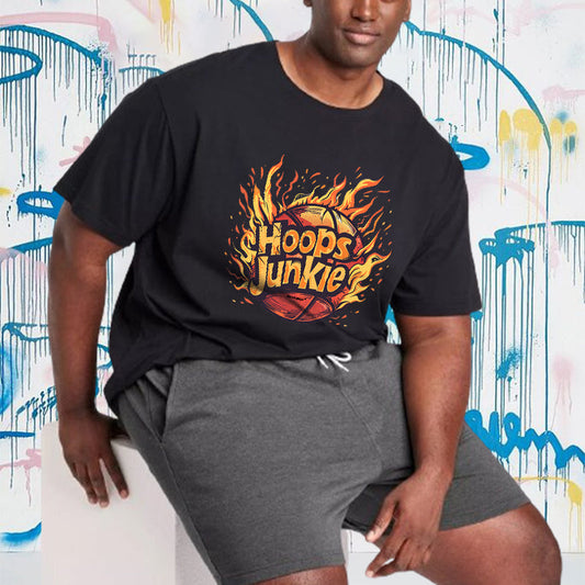 Hoops Junkie Flame Print Men's T-shirts Big & Tall