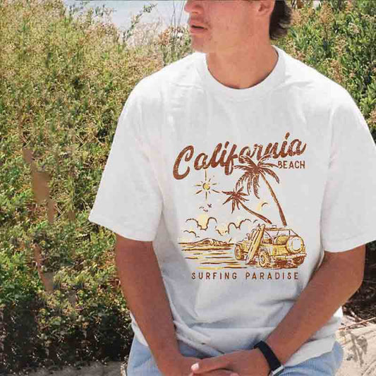 California Surfing Paradise Printed Men's T-Shirt