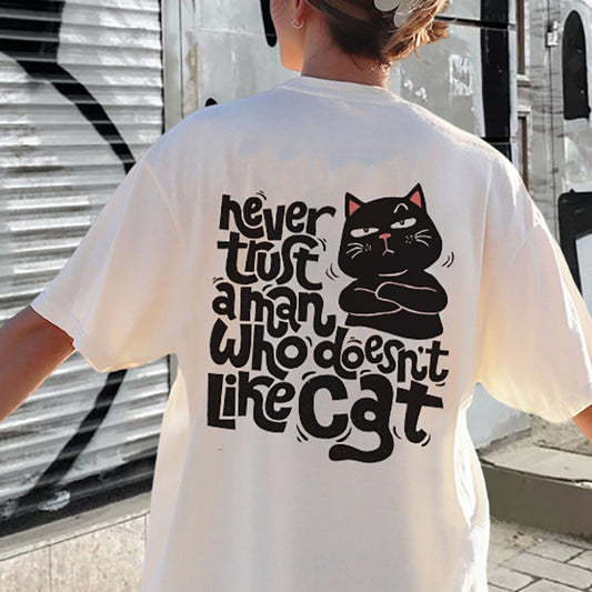Funny Cat Lovers Print Lady's Oversized Tee