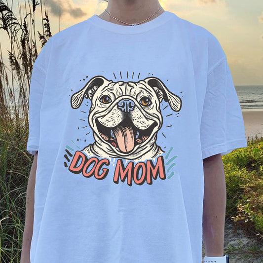 Women's Dog Mom Print Oversized T-shirt