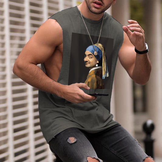 Mr Bean with Pearl Earring Men's Tank Top