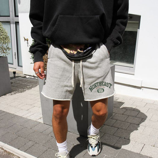 Northeast Kanye Style Vintage Streetwear Men's Cotton Shorts 400g