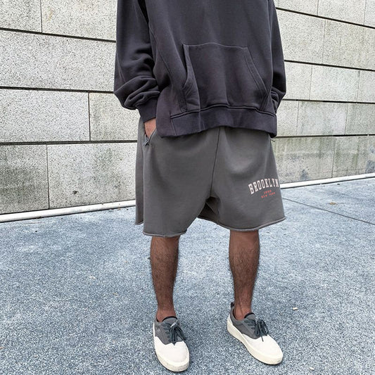 Brooklyn Kanye Style Vintage Streetwear Men's Cotton Shorts 400g